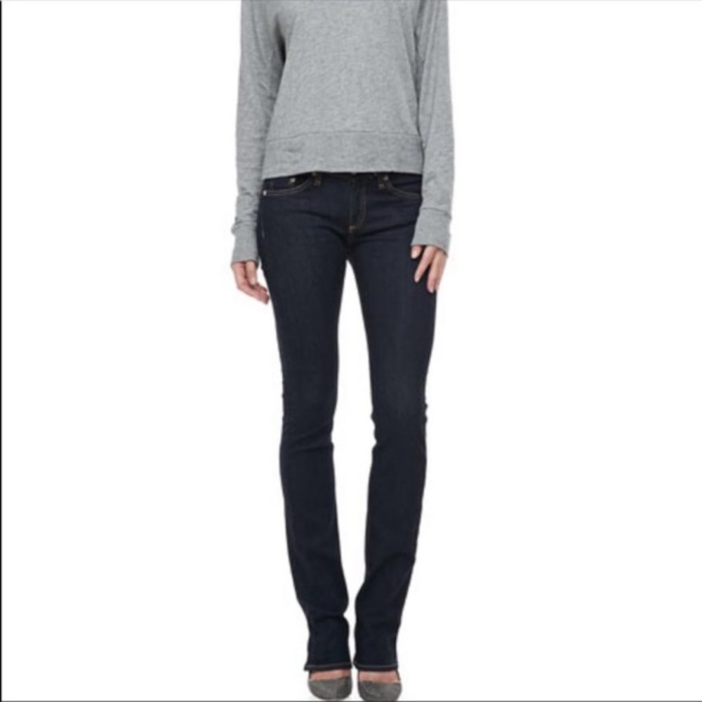 Rag & Bone 30 Stiletto Boot Jeans Ink Blot Dark Size 30